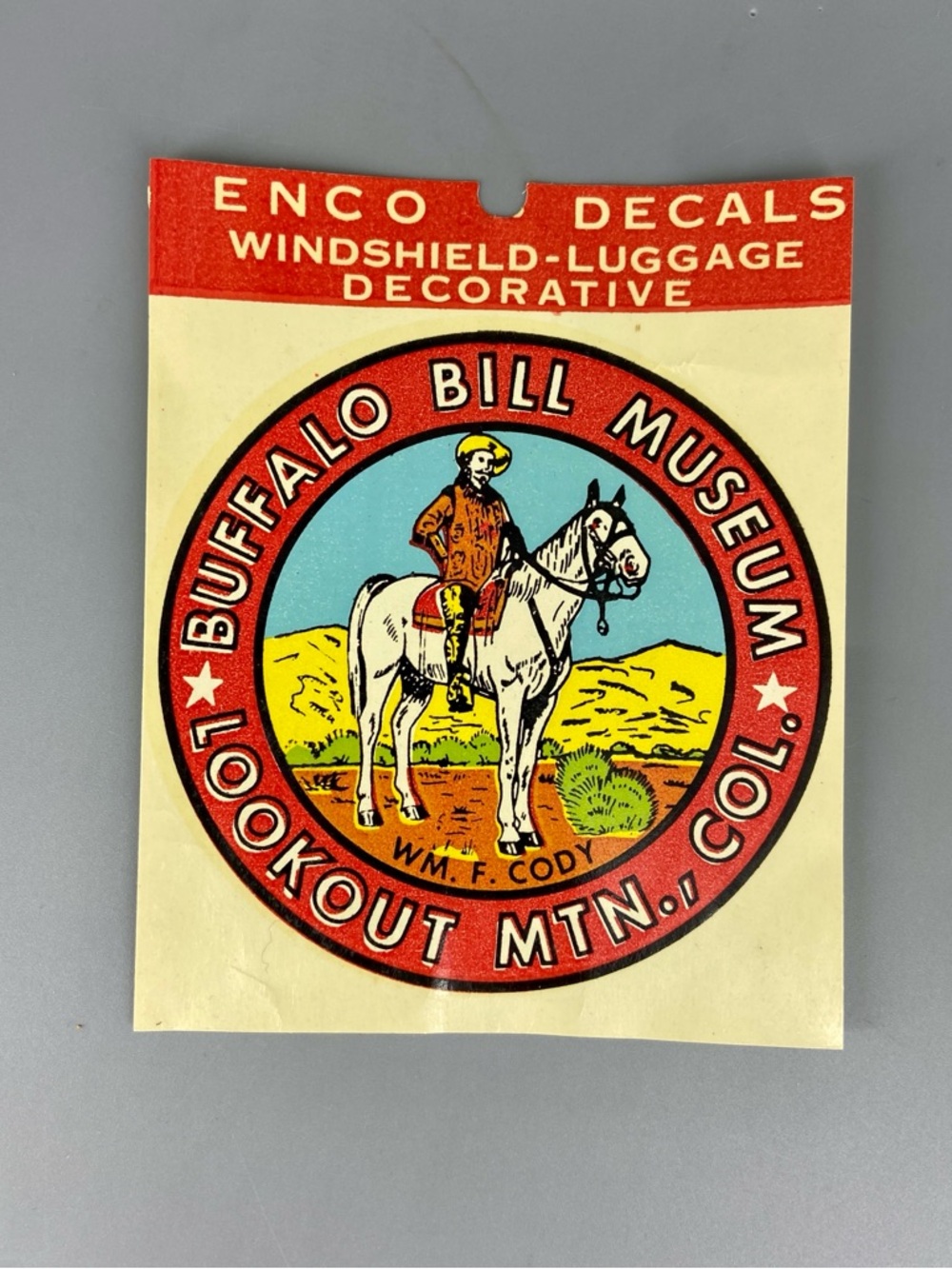 Buffalo Bill Museum Vintage Decal Luggage Label Travel Souvenir Enco